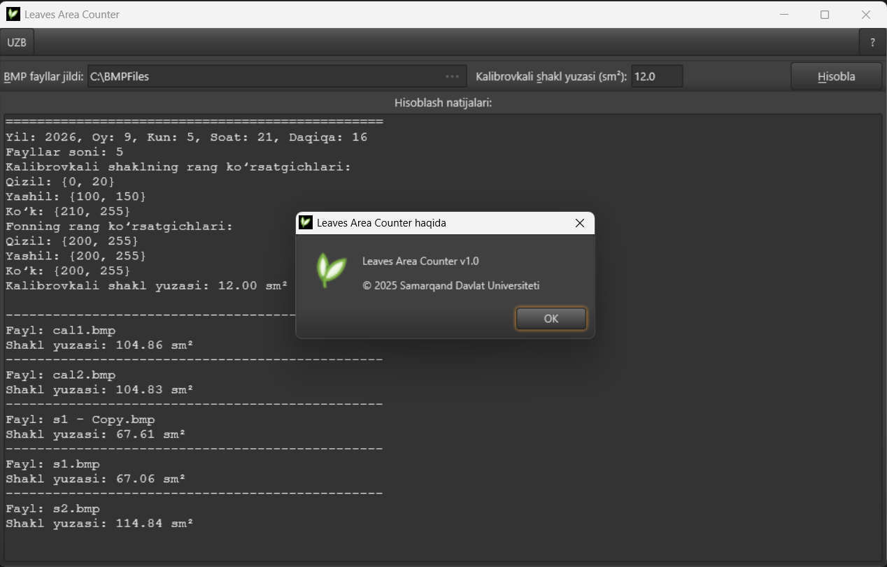 Leaves Area Counter screenshot